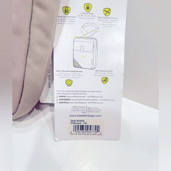 TRAVELON RFID Anti-Theft Slim Double Zip Crossbody travel bag, purse, wallet. - Picture 15 of 16